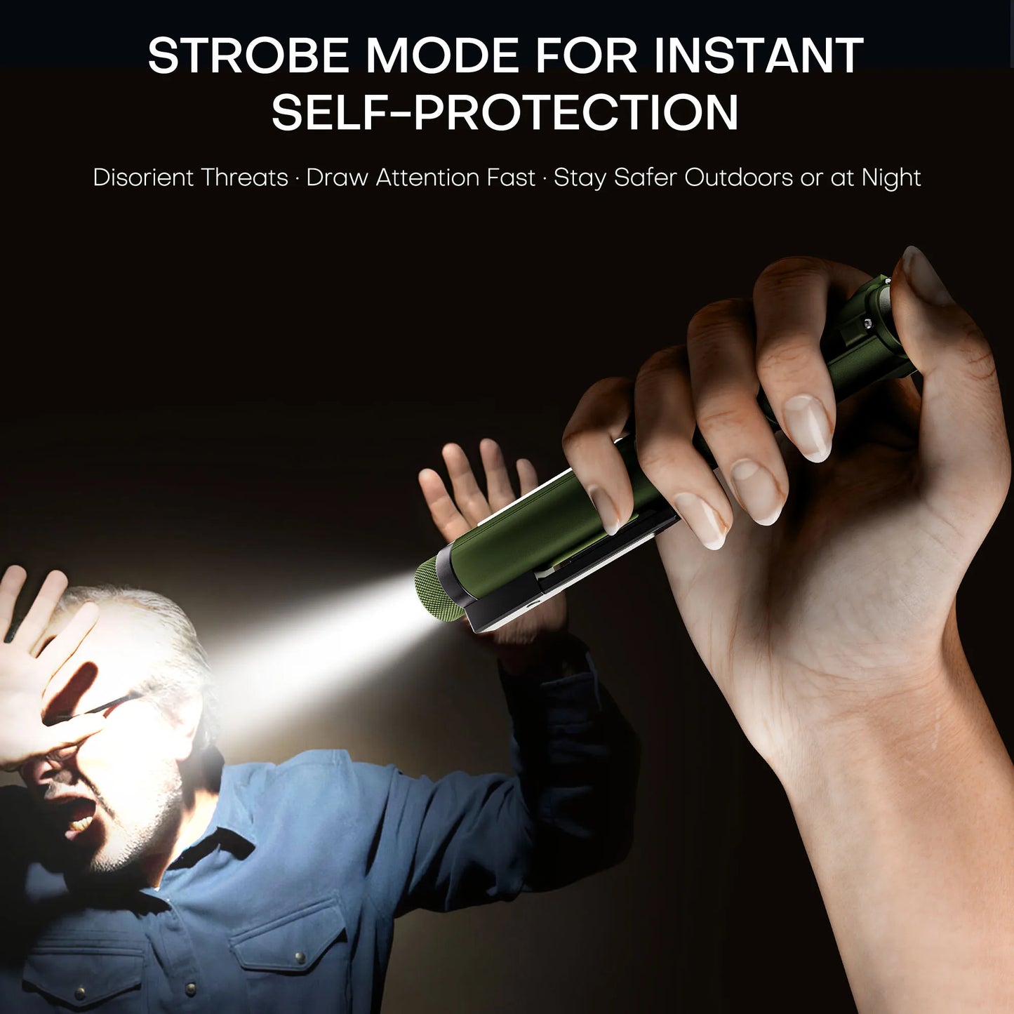 Magnetic LED Flashlight, 800 Lumen Rechargeable Flashlight, Laser Pointer, Hands-Free, USB Charging Cable, for Work and Outdoor