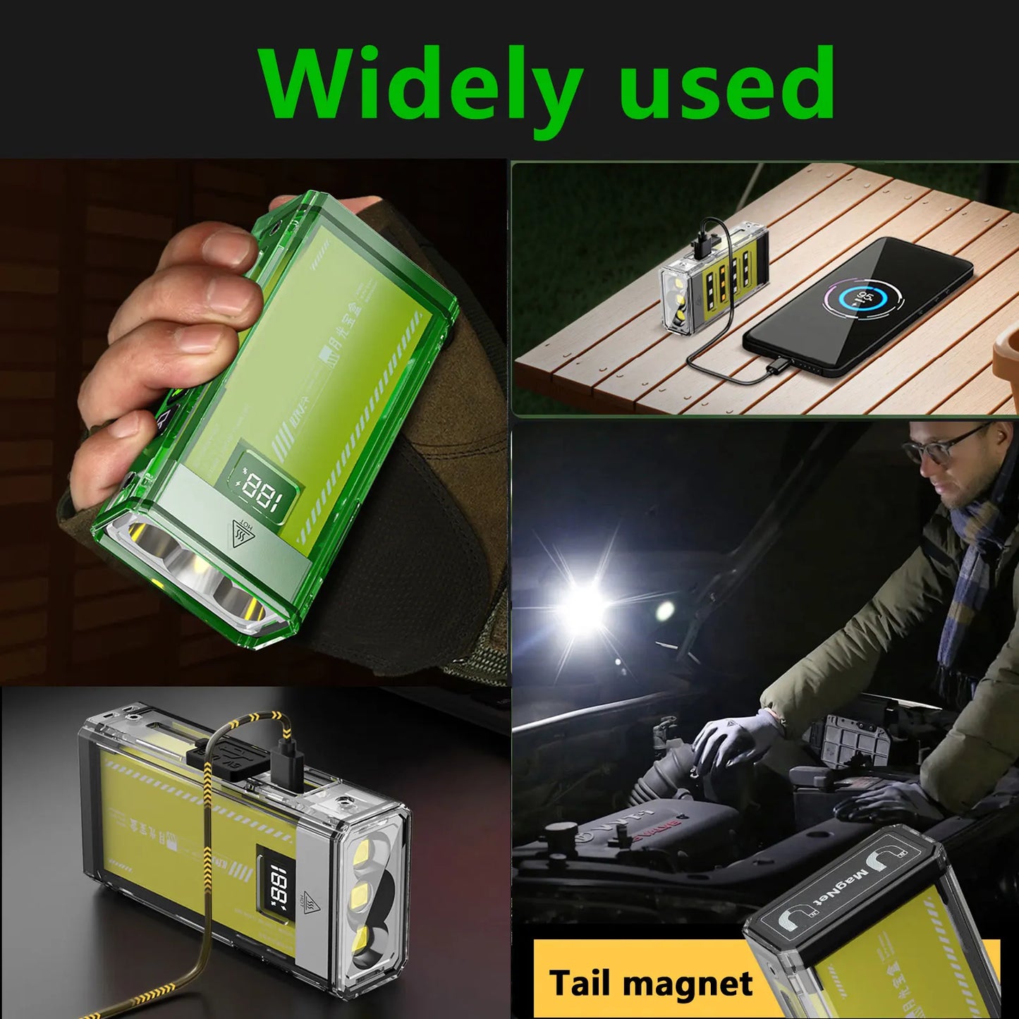 Super Bright Three P50LED flashlight four light sources Work Lamp with Magnet SOS Power Bank Waterproof Emergency Flashlight