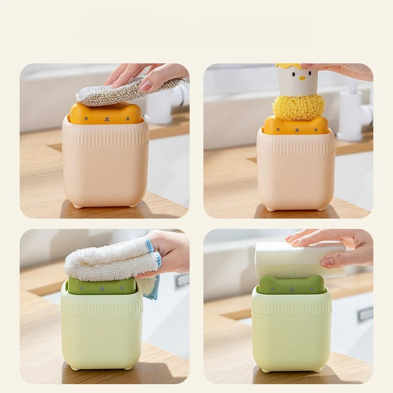 1PC Press-Type Soap Dispenser Cute Manual Dispenser Useful Kitchen Gadgest Sponge Press Soap Dispensers for Dish Cleaning