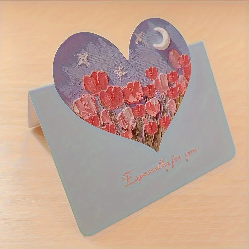20 Warm 3D Oil Painting Cards - Unique Raised Pattern Design, High Quality Card Materials - Teacher's Day, Various Festivals