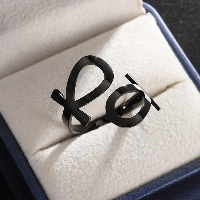 Stainless Steel Angel Wing Ring Open Adjustable Feather Ring for Men Women Couple Fashion Jewelry Anniversary Gift