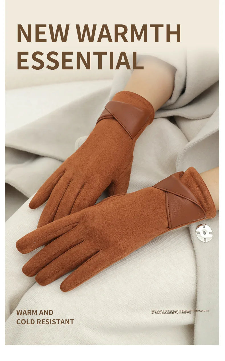 Women Winter Keep Warm Touch Screen Gloves Lady Fashion Elegant Retro Cycling Drive Protection From Cold Thicken