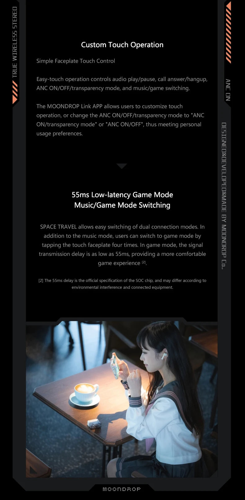 Moondrop Space Travel Bluetooth 5.3 Headphone Wireless TWS Noise Canceling Earphones 13mm Enhanced Dynamic Driver Music Headset