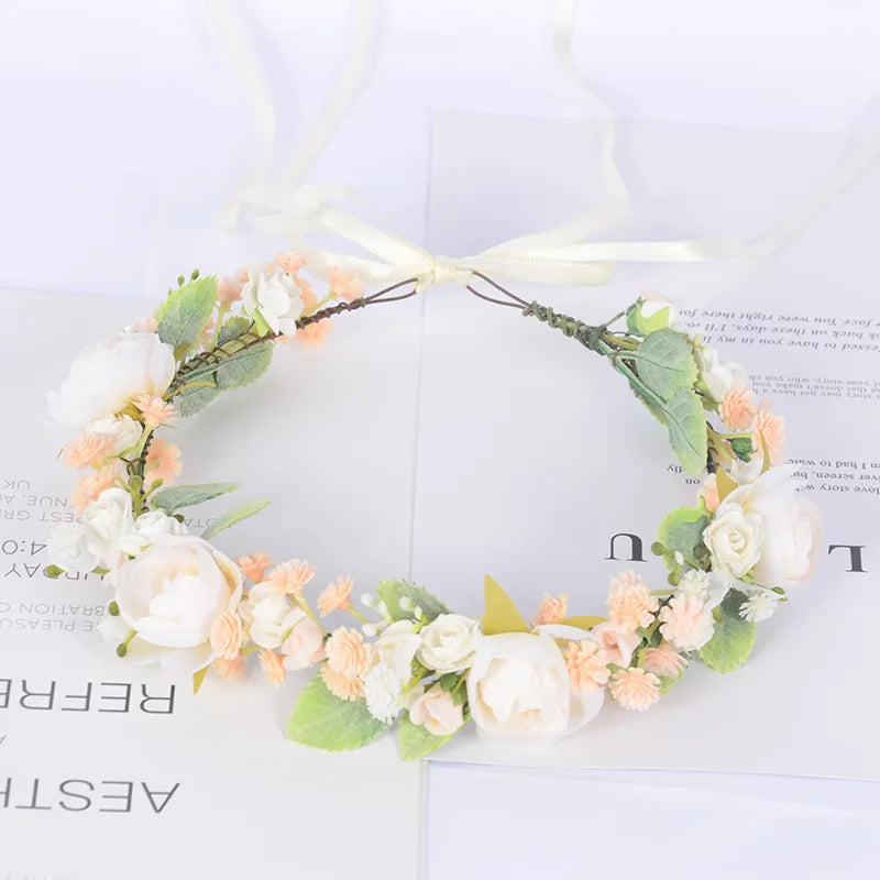 Flower Crown Garland Wedding Bridal Hair Accessories Tiaras Women Headpiece Fashion Ancient Bohemian Style Headwear Wreath 2023
