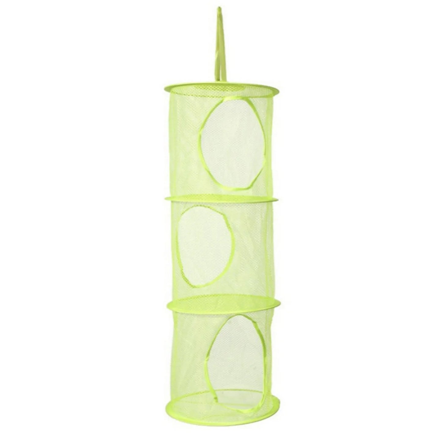 Colorful Fabric Storage Foldable Stuffed Net, 3 Compartments Hanging Mesh Toy Storage For Kid Room Toys, Gloves, Socks, Hats