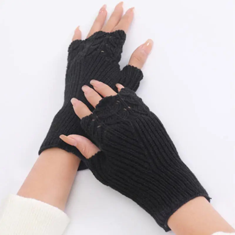 Women Knitted Warm Half Gloves Autumn Winter Fingerless Gloves Arm Sleeve Girls Fashion Casual Accessories Mittens