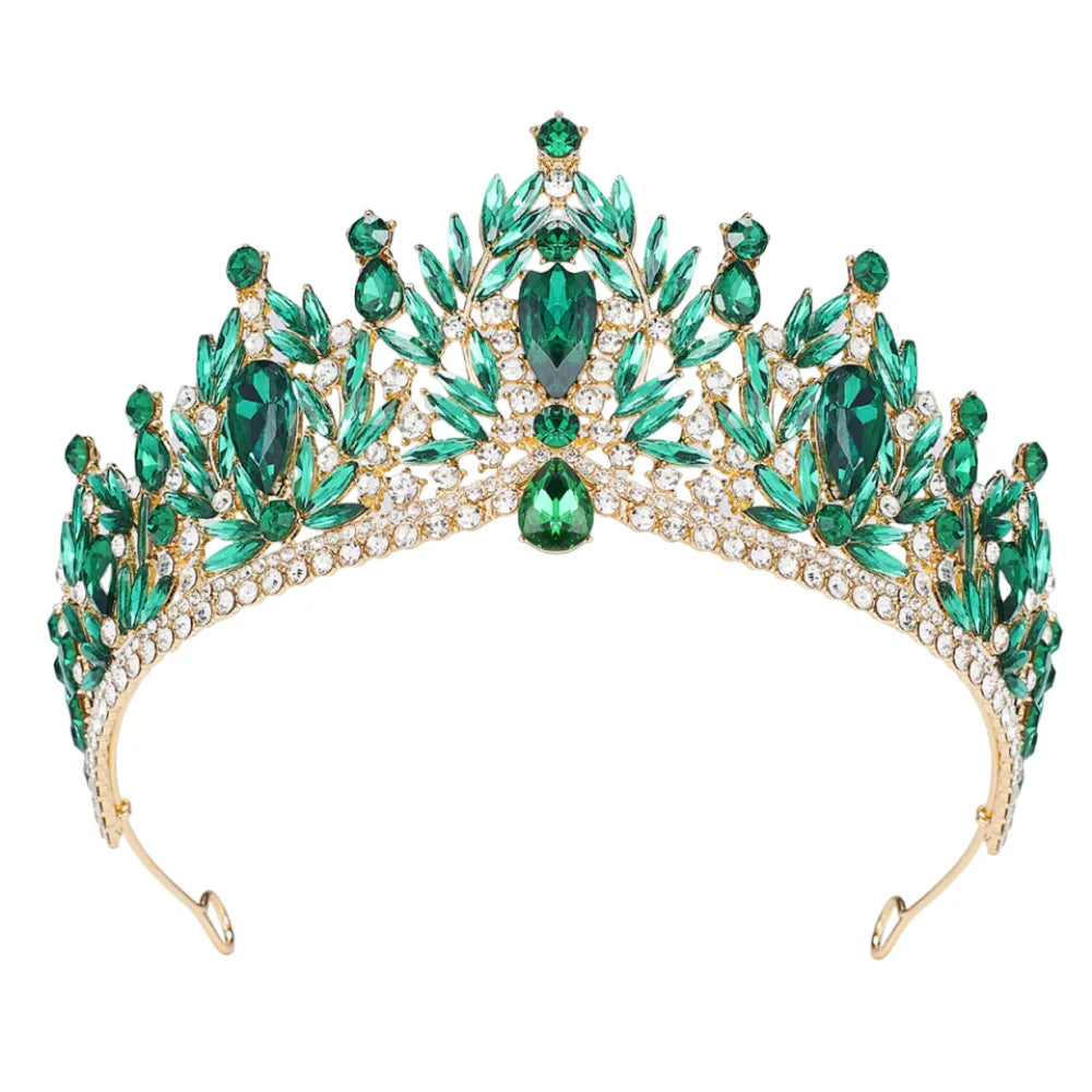 Luxury Baroque Queen Tiaras Elegant Adjustable Alloy Princess Crown European Style Dazzling Bridal Headwear Birthday Party