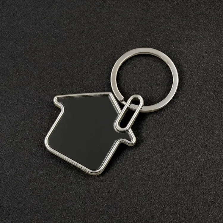 Custom Engraving Logo Name Metal Keychain Personalized Keyring Key Ring Chain Plate Laser Marking Black Mirror Promotional Gift