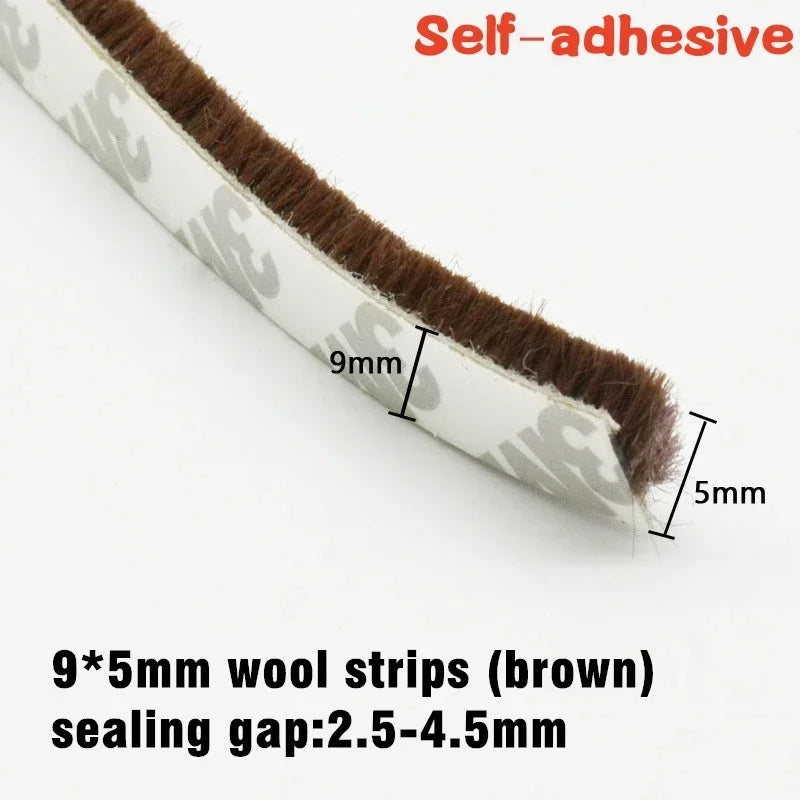 10M Aluminum Sliding Door Window Brush Seal Strip Weatherstrip Draught Excluder Dustproof Card Slot Sealing Tape Door Gasket