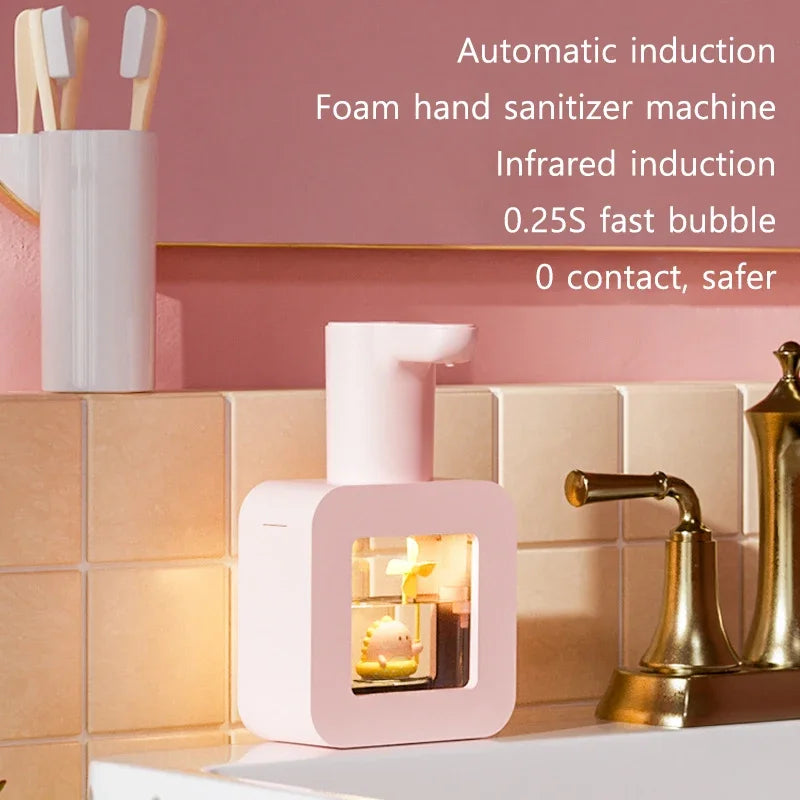 New Automatic Soap Dispenser Cute Pet Wall Mounted Touchless Sensor USB Charging Cartoon Foam Hand Washing Tools 400ML Kitchen