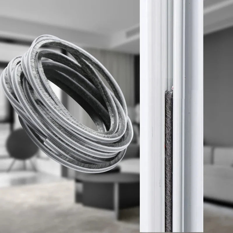 10M Aluminum Sliding Door Window Brush Seal Strip Weatherstrip Draught Excluder Dustproof Card Slot Sealing Tape Door Gasket