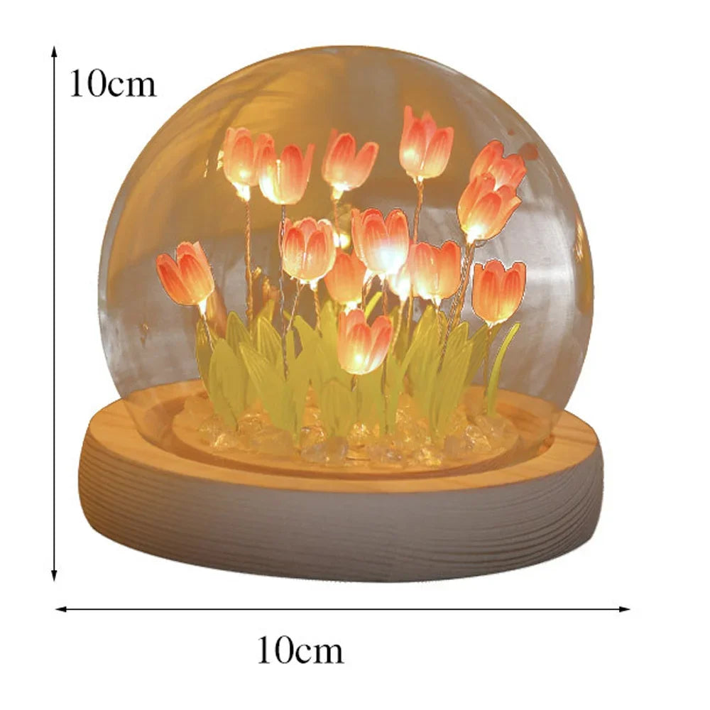 Artificial Tulip Flower Night Light Handmade DIY Bedside Lamp LED Night Lamp Bedroom Decor Christmas Birthday Gifts Table Lamp (Free Shipping) ššš¹ (Free Shipping) ššš¹
