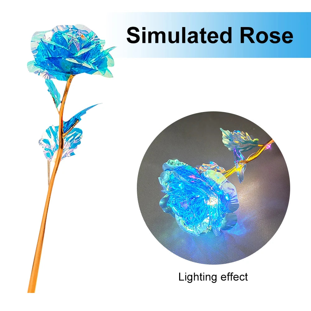 Led Valentine's Day Mother's Day Gift 24K Foil Plated Roses Flowers