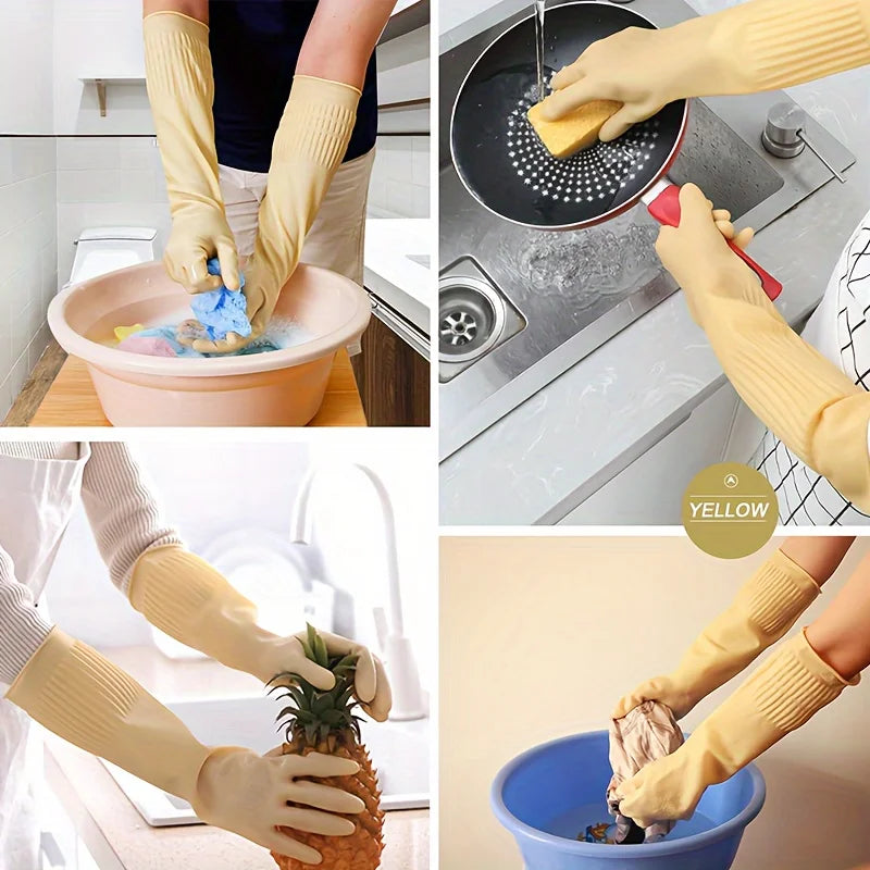 Cleaning Gloves 1 Pair Premium Household Waterproof Kitchen Dishwashing Non-Slip Durable Laundry Cleaning Supplies Tools