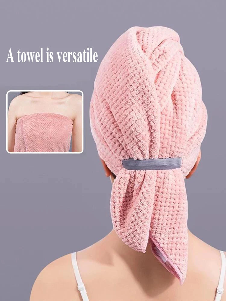 Toalla de microfibra para el cabello, envoltura extragrande de secado rápido con banda elástica, turbante suave Ultra absorbente