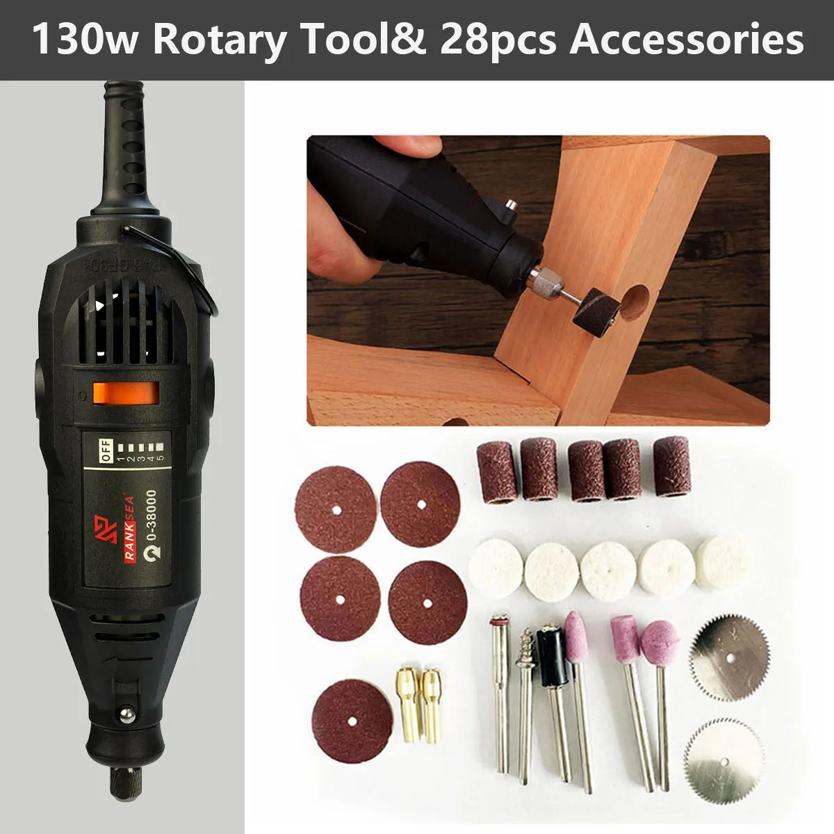 Rotary Tool Kit, Equipped With Flex Shaft And Multifunctional Chuck, 43 Accessories, Power Multipurpose Set For DIY Creations