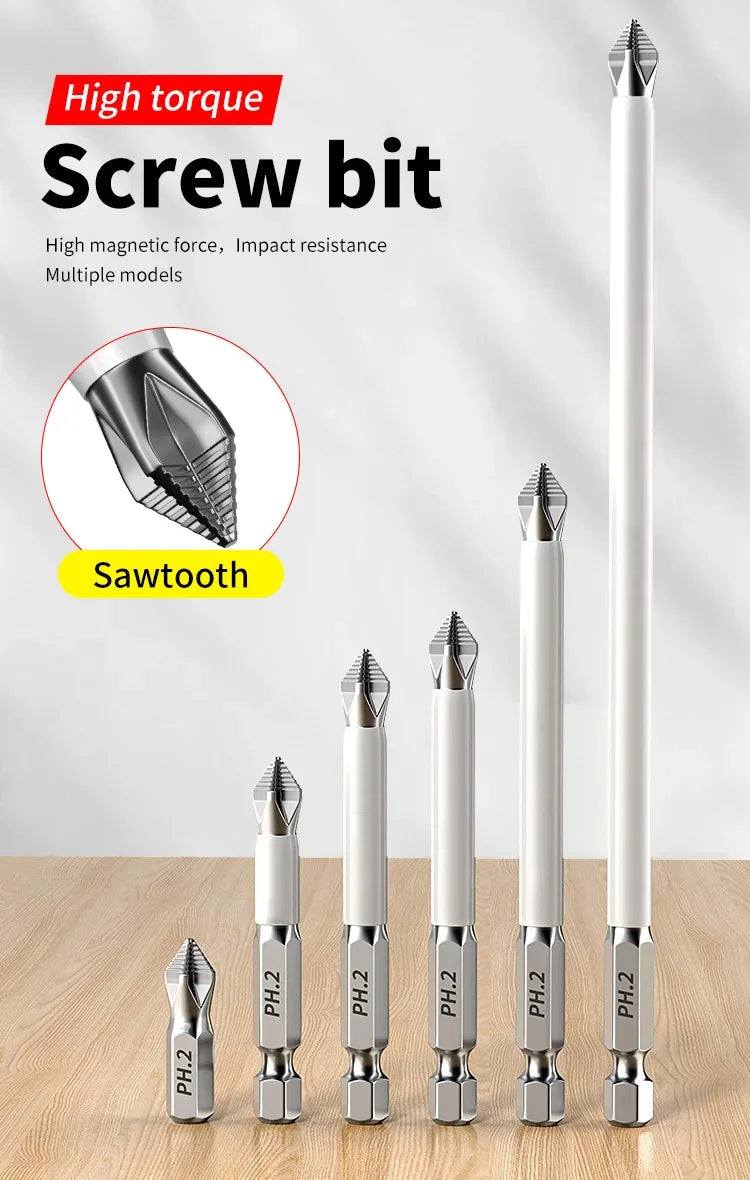 6 PCS Cross Screwdriver Head Strong Magnetic Anti Slip High Hardness Electric Screwdriver Tool Electric Drill Extended Hexagonal