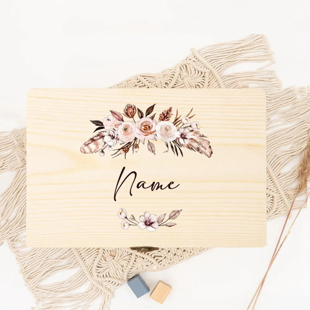 Personalized Memory Box Open Wreath Custom Name Date Wedding Party Bridesmaid Proposal Bridesmaid Proposal Wooden Jewelry