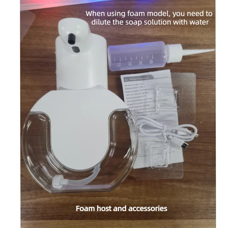 NOCCLILI Smart Soap Dispenser 420ml Touchless Motion Sensor Washing Hand Device Wall-Mounted Liquid Soap Dispenser