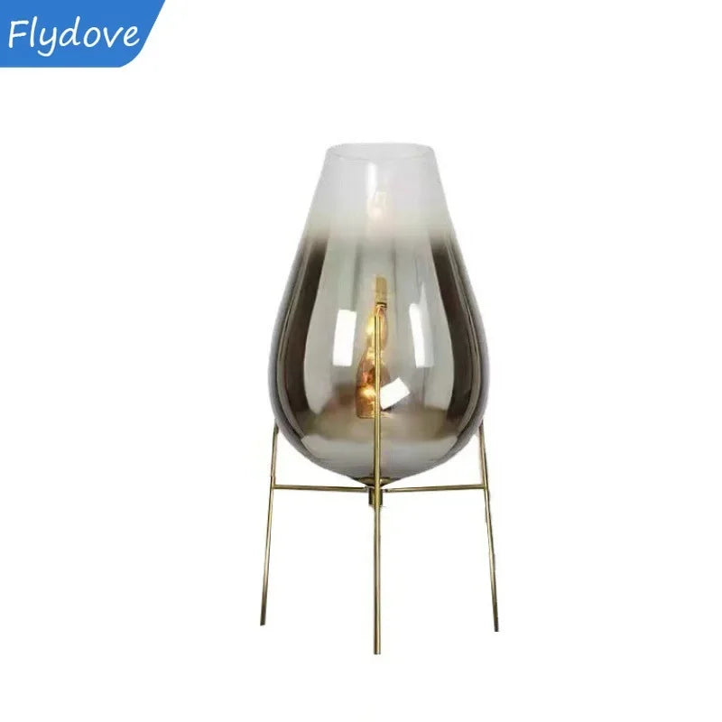 Postmodern Creative Light Luxury Simple Living Room Bedroom Hotel Art Vase Glass Desk Lamp Floor Lamp Home Lighting Decoration