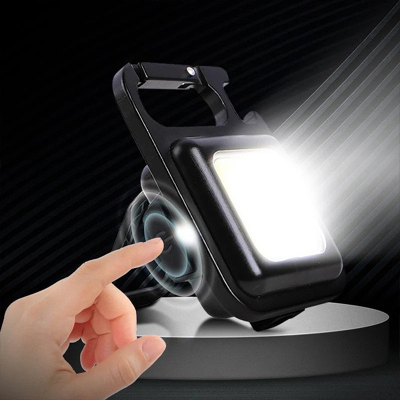 LED Working Light USB Rechargeable Mini Flashlight Portable Bright Keychain Pocket Clip Lantern Outdoor Hiking Fishing Camping
