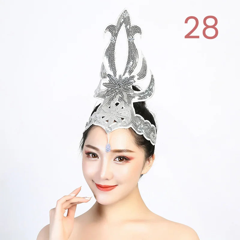 Women Yangko Folk Dance Tiara Dance Classical Dance Head Flower Headdress Opening Dance Show Stage Performance Hair Accessories