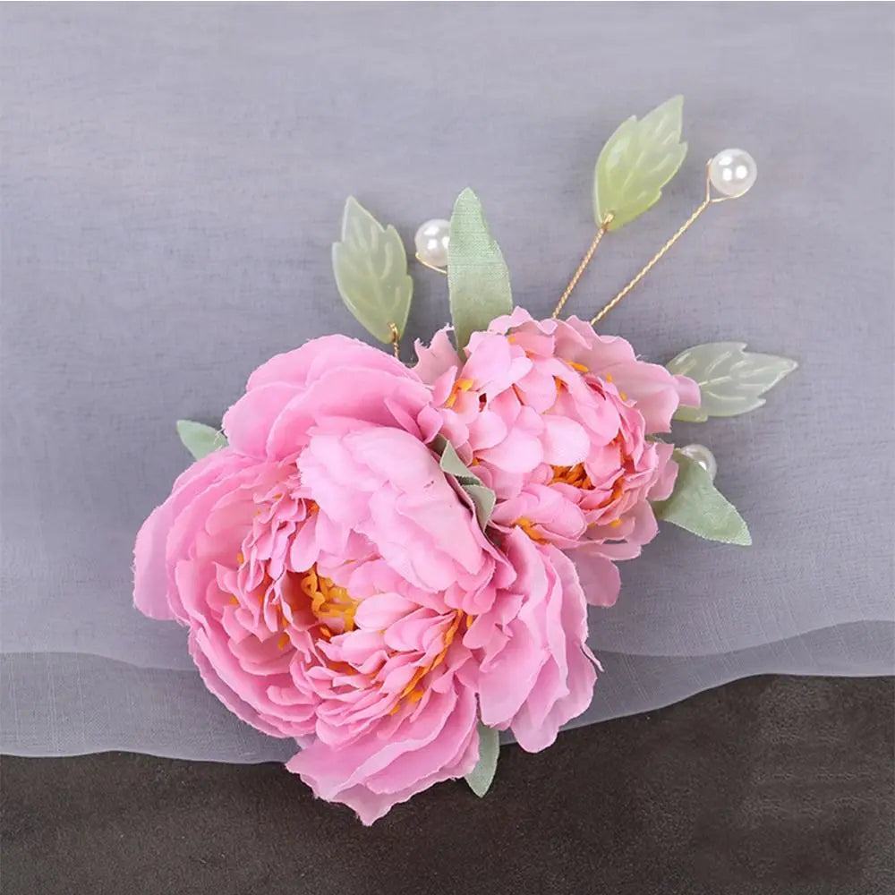 Fashion Cloth Flower Hair Clip Elegant Pearl Floral Hairpin Flower Brooch Hair Barrettes Women Girls Hair Styling Accessories