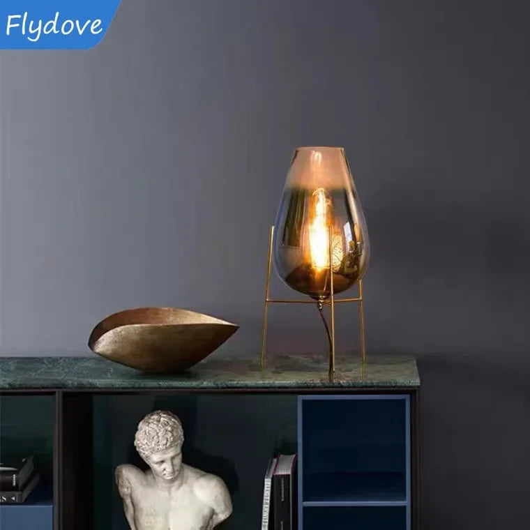 Postmodern Creative Light Luxury Simple Living Room Bedroom Hotel Art Vase Glass Desk Lamp Floor Lamp Home Lighting Decoration