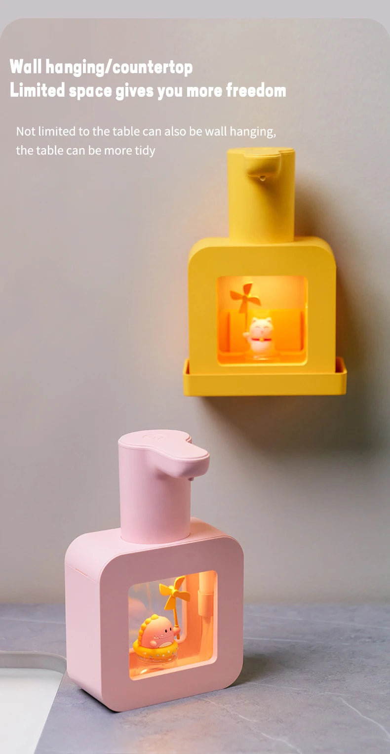 New Automatic Soap Dispenser Cute Pet Wall Mounted Touchless Sensor USB Charging Cartoon Foam Hand Washing Tools 400ML Kitchen