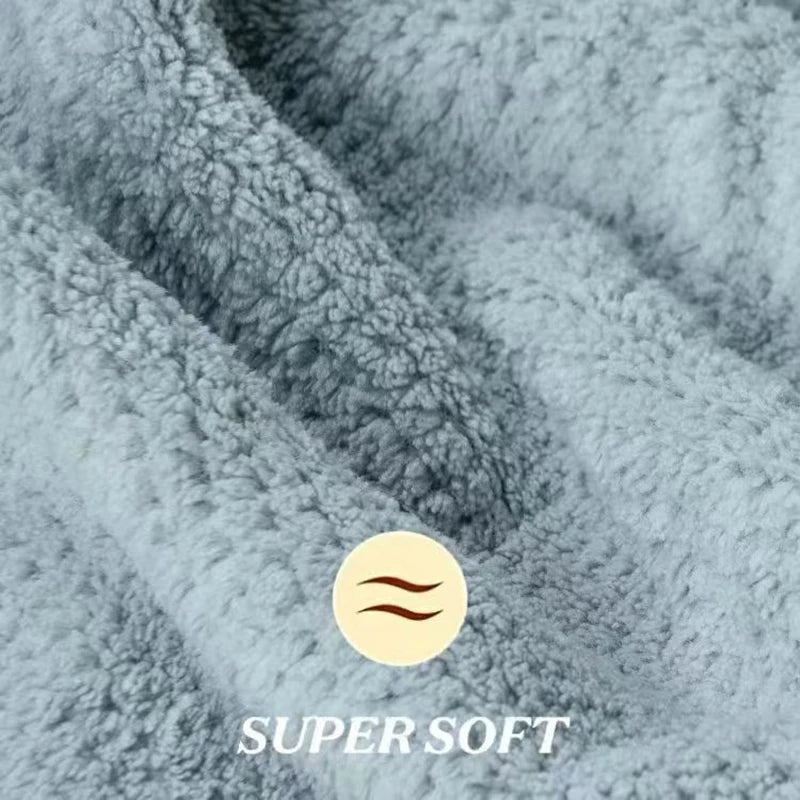Toalla de microfibra para el cabello, envoltura extragrande de secado rápido con banda elástica, turbante suave Ultra absorbente