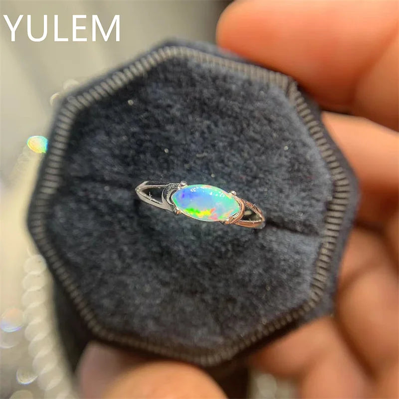 Natural Opal Ring 4*8mm Natural Maquise Gemstone Silver Ring 925 Silver Opal Ring