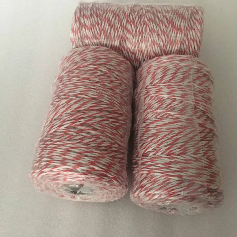 200m/500m Roll Electric Fence Rope Red White Polywire with Steel Poly Rope for Horse Animal Fencing Ultra Low Resistance Wire