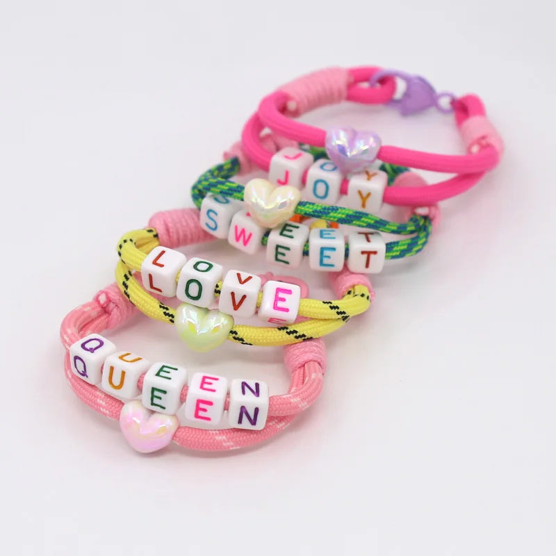 Women's Bracelet Trendy Accessories Letter LOVE Heart Buckle Beaded Colorful Rope Bohemian Bracelet Party Jewelry Wholesale