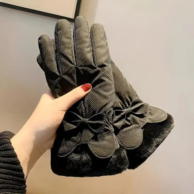 1 Pair Women's Winter Warm Gloves,Thick Fleece Lined,Touchscreen,Non-Slip Windproof,Fashionable Outdoor Gloves for Autumn/Winter