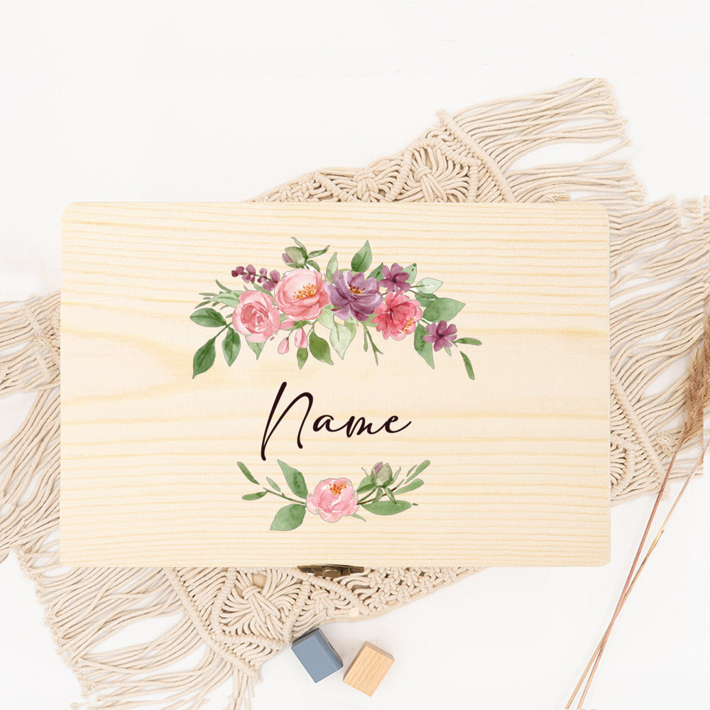Personalized Memory Box Open Wreath Custom Name Date Wedding Party Bridesmaid Proposal Bridesmaid Proposal Wooden Jewelry