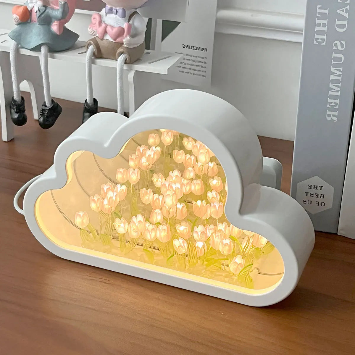 1pc Handmade DIY Clouds Tulip Lamps LED Night Light Mirror Table Lamps Bedroom Ornaments Decoration Flower Sea Atmosphere Lamp (Free Shipping) 💝💖🌹 (Free Shipping) 💝💖🌹
