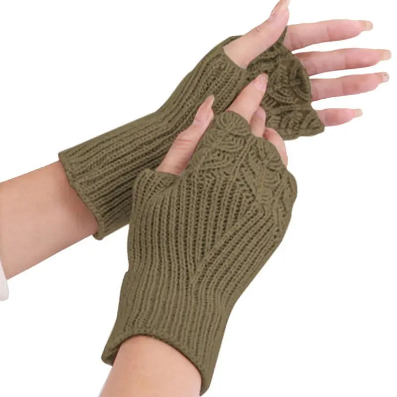 Women Knitted Warm Half Gloves Autumn Winter Fingerless Gloves Arm Sleeve Girls Fashion Casual Accessories Mittens