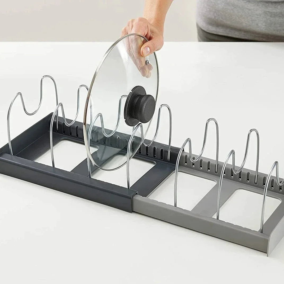 Pot lid storage rack, suitable for cabinet drawers, a kitchen organizing tool suitable for storing cookware.