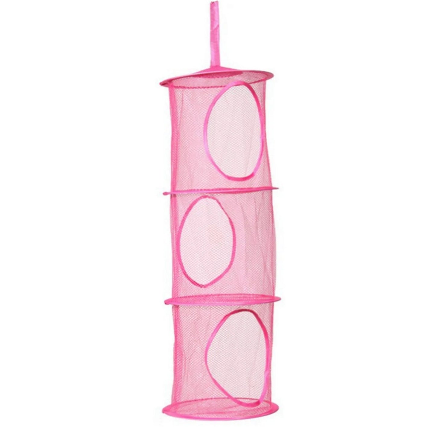 Colorful Fabric Storage Foldable Stuffed Net, 3 Compartments Hanging Mesh Toy Storage For Kid Room Toys, Gloves, Socks, Hats