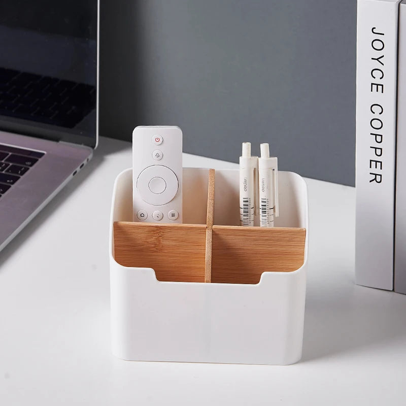 Desktop Organizer Bamboo Wood Storage Box Multi-functional Remote Control Stationery Cosmetics Storage Boxes Home Organizers