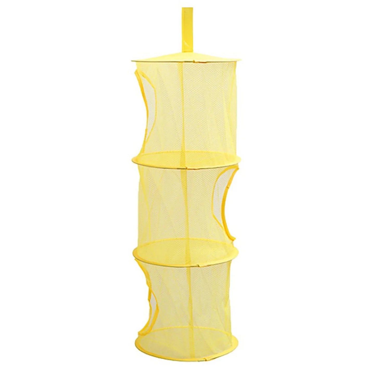 Colorful Fabric Storage Foldable Stuffed Net, 3 Compartments Hanging Mesh Toy Storage For Kid Room Toys, Gloves, Socks, Hats
