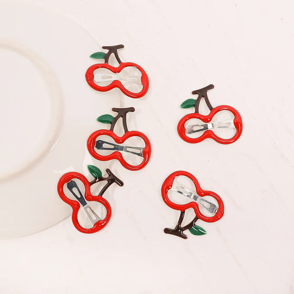 5PCS Kids Fashion Sweet Fruits BB Hairpin Hair Clips Fot Girls Korean Cute Strawberry Bb Hair Pins New Headwear Hair Accessories