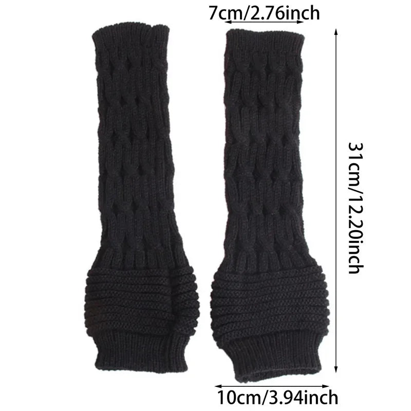 Women's Knitted Long Hand Gloves Warm Embroidered Winter Gloves Fingerless Gloves For Women Girl Guantes Invierno Mujer Luvas
