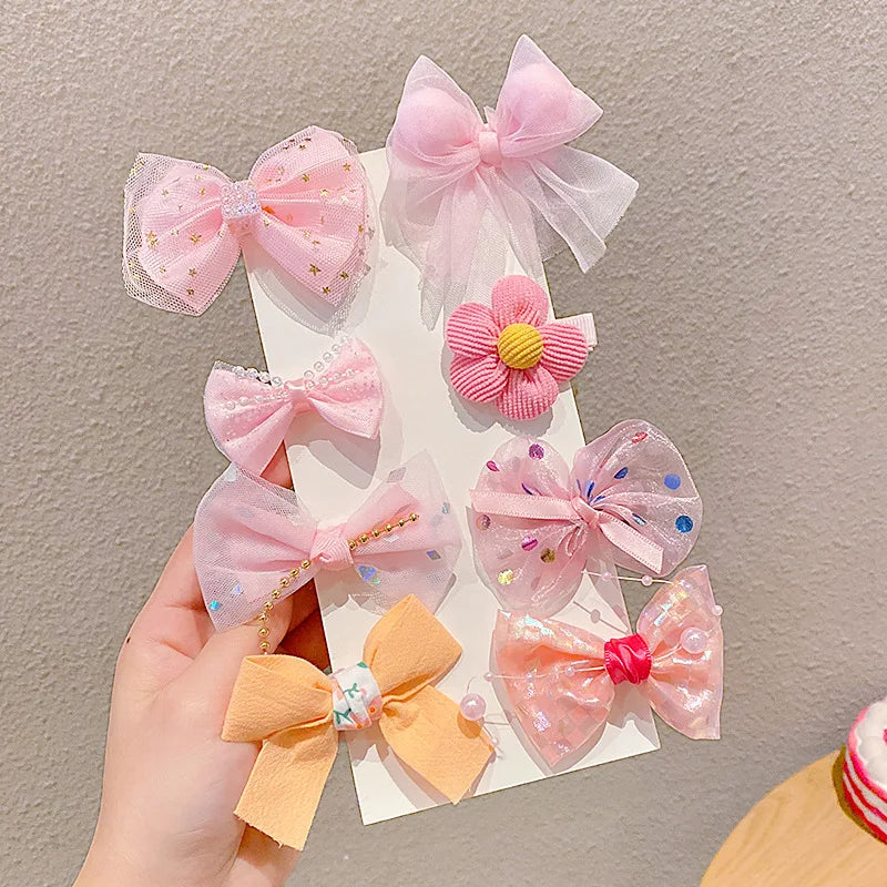Children's Hairpin Princess Little Girl Sweet Mesh Broken Clip Cute Baby Does Not Hurt Hair Headdress Suit