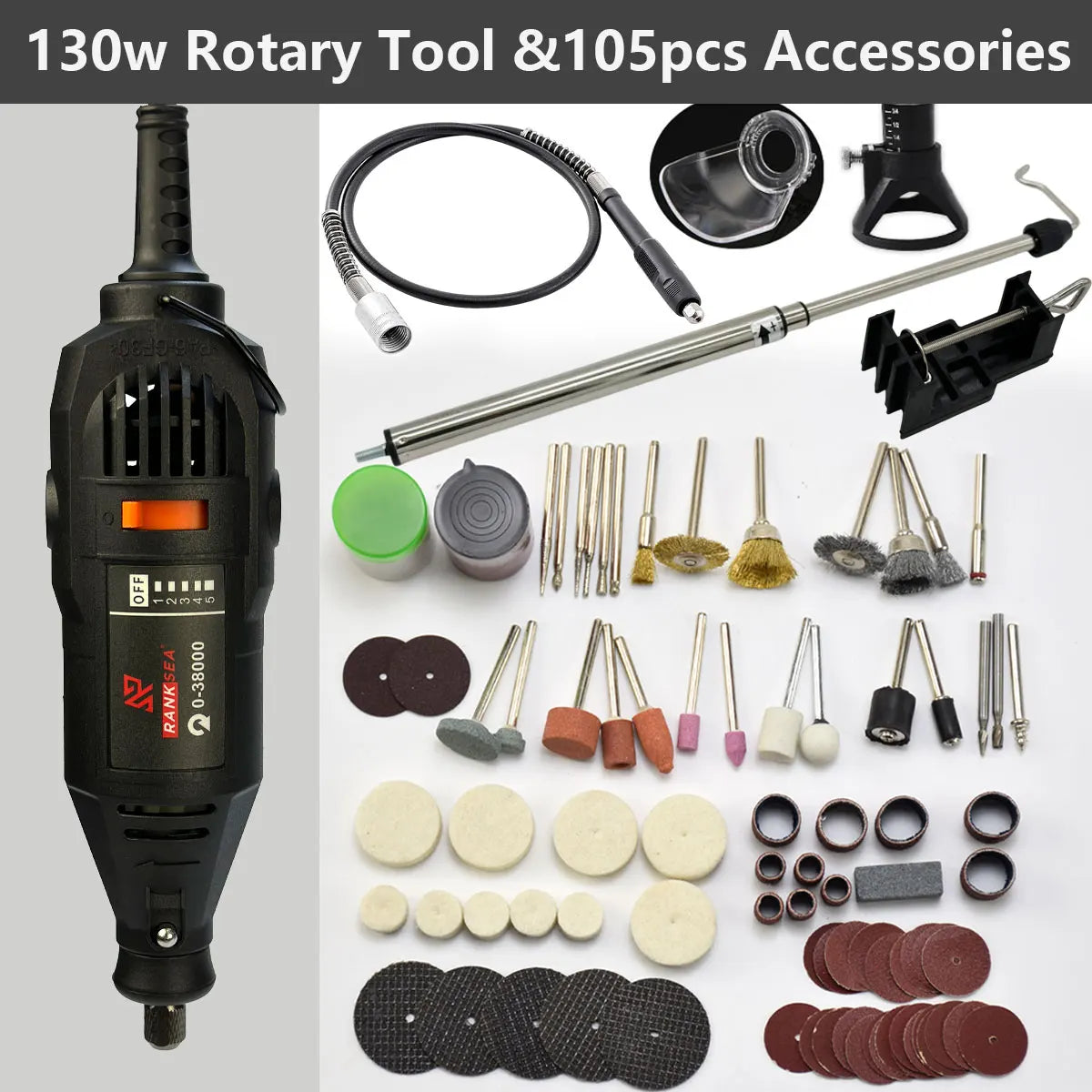 Rotary Tool Kit, Equipped With Flex Shaft And Multifunctional Chuck, 43 Accessories! ✨