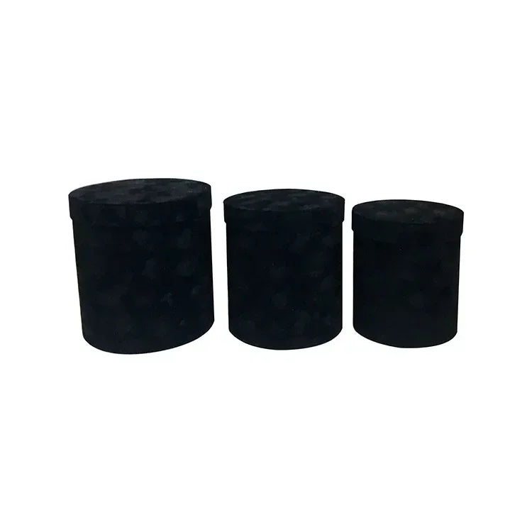 3Pcs/Set Round Shape Velvet Gift Box Florist Flower Holder Bucket Gift Packaging Box Bouquet Packaging Box Party Wedding Supply