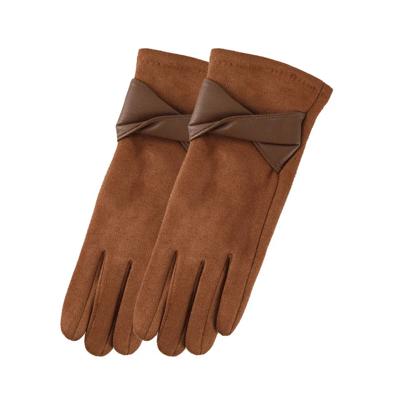 Winter gloves for women suede cold-proof and warm gloves for women plus velvet thickened gloves touch screen gloves