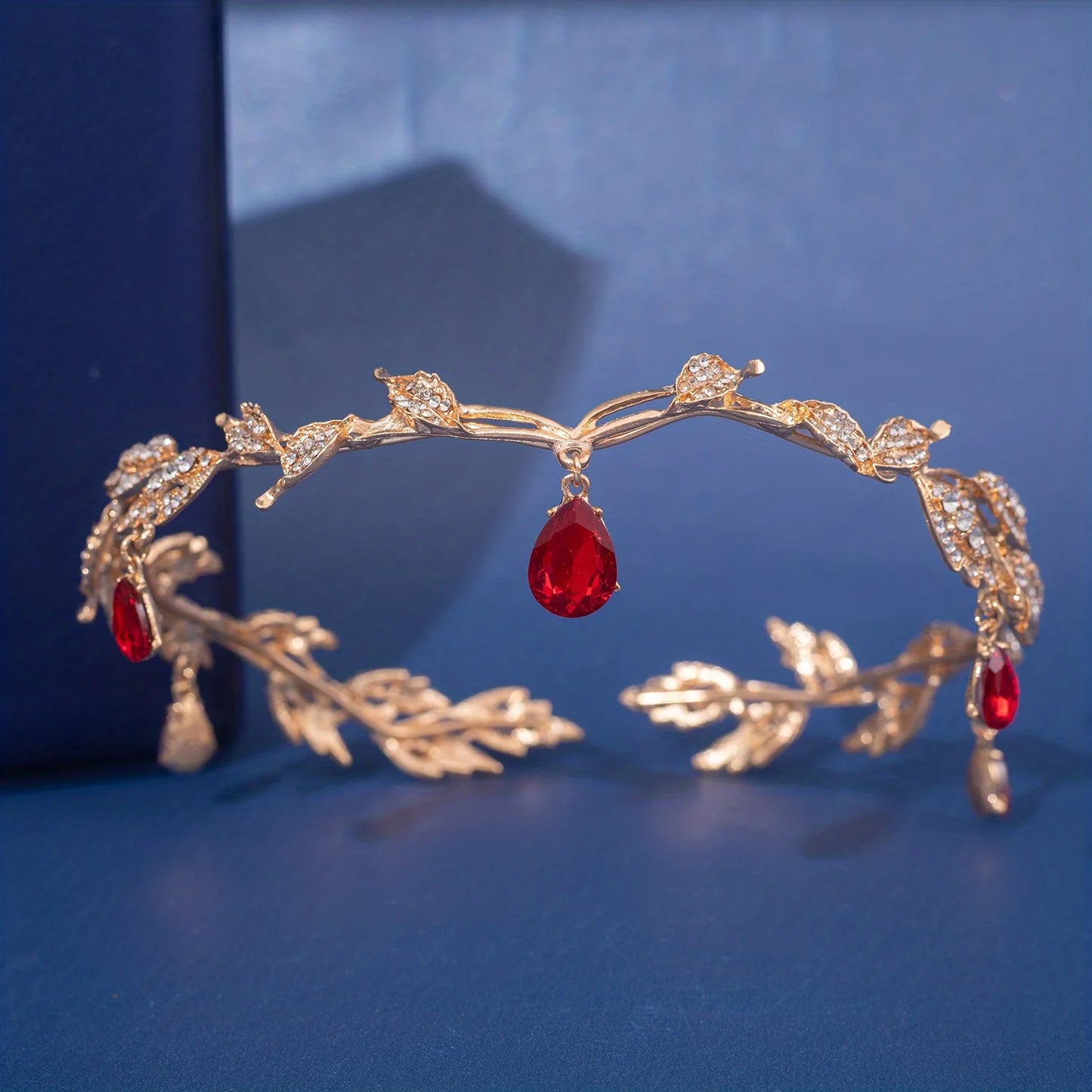 Vintage Fairy Crown Tiaras Crystal Leaves Elf Tiara Bandana Hair Accessories for Women Costume Hair Jewelry