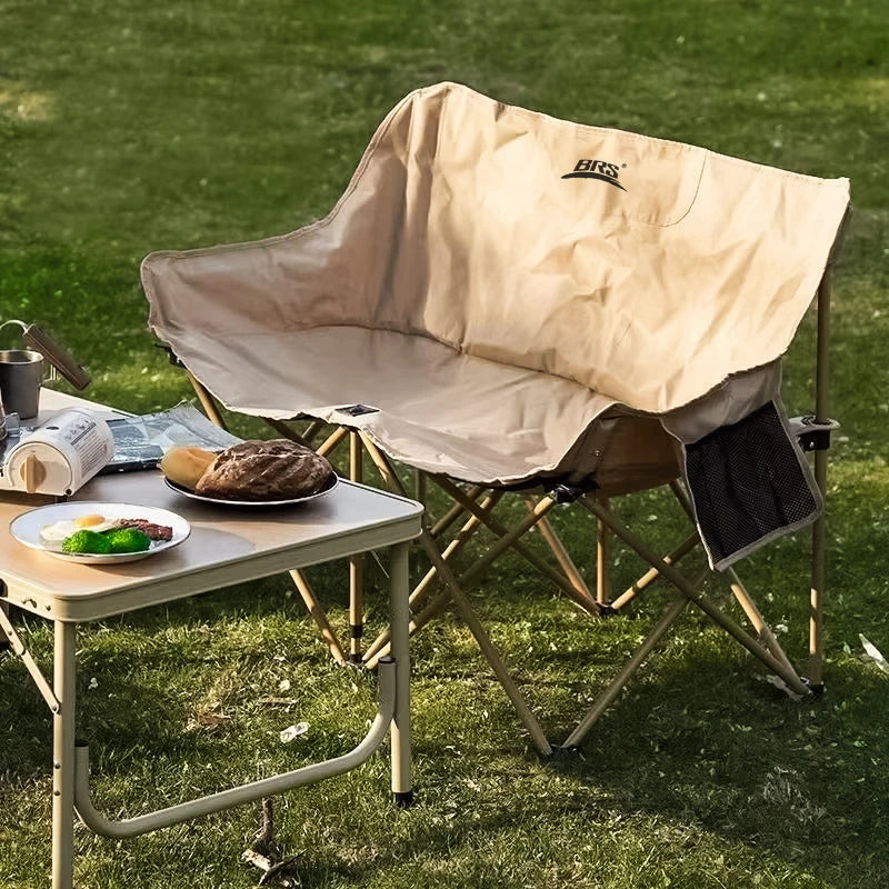 WESTTUNE Double Camping Chair Outdoor Fishing Backrest Chair Portable Folding Lawn Chair Beach Tourist Double Seat Leisure Chair