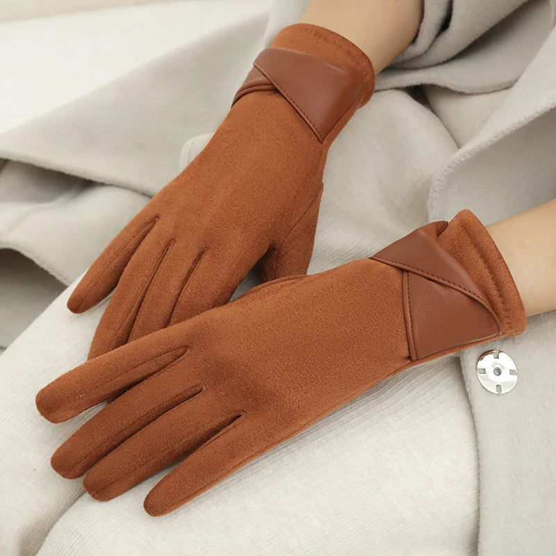 Women Winter Keep Warm Touch Screen Gloves Lady Fashion Elegant Retro Cycling Drive Protection From Cold Thicken